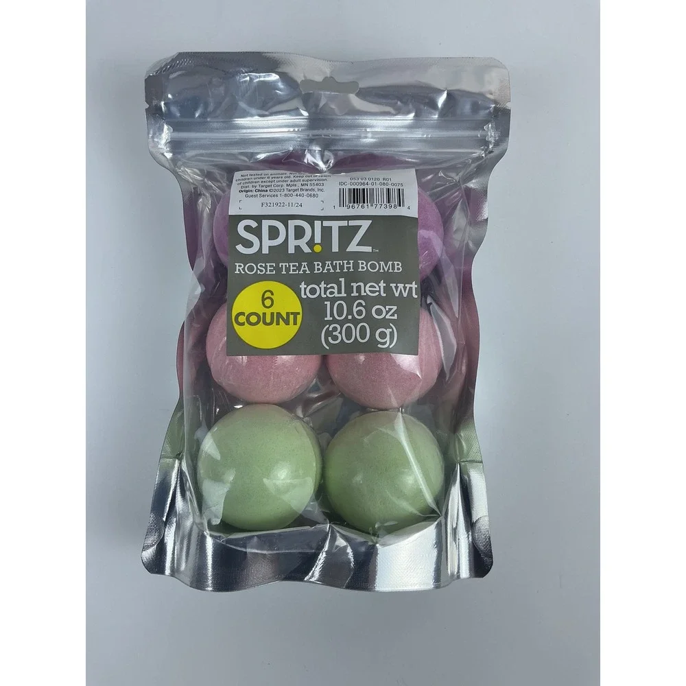 Spritz Rose Tea Bath Bomb Gift Set 6 Count 10.6 oz Relaxing‎ Spa Self Care